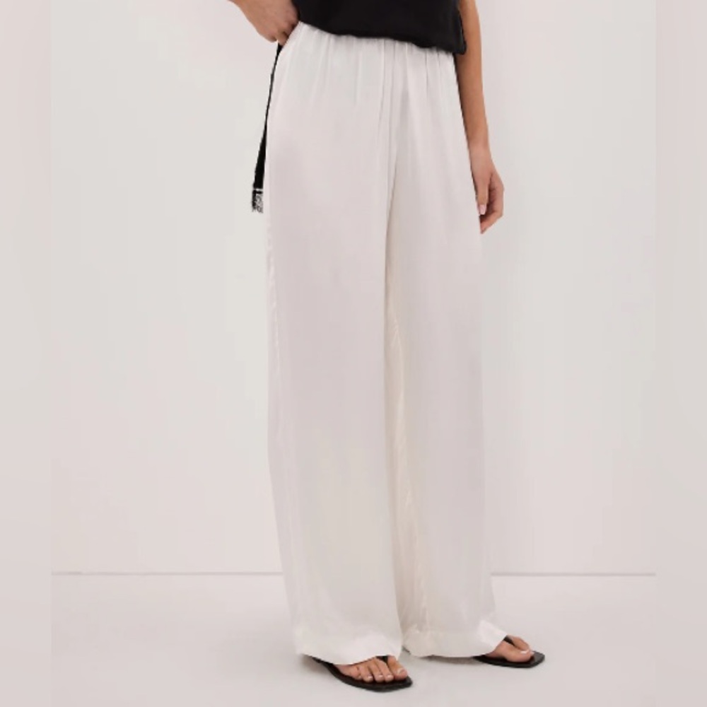 Monica White Satin Pant